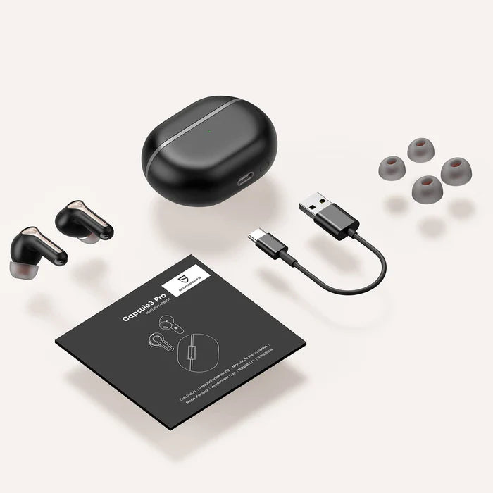 Căști Bluetooth SoundPeats Capsule 3 Pro – ANC Hibrid 43dB, LDAC, Autonomie 52h, 6 Microfoane