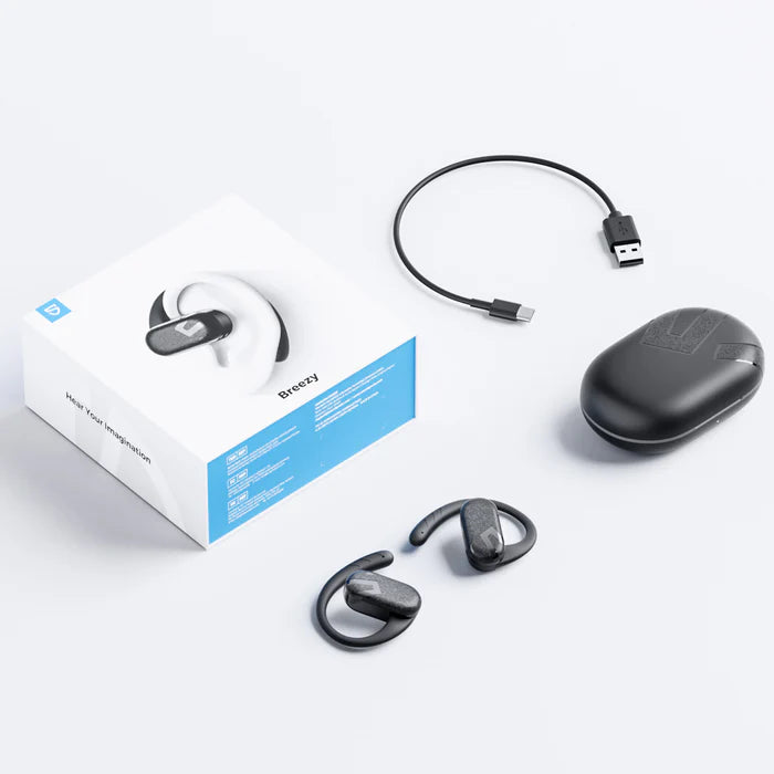 Căști Bluetooth SoundPEATS Breezy – Design Open-Ear, Bluetooth 5.4, Autonomie 40h, Microfoane Duale cu Anulare AI a Zgomotului