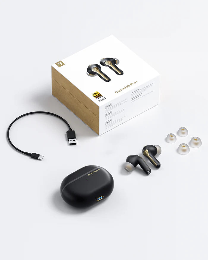 Căști Bluetooth SoundPEATS Capsule 3 Pro Plus – Sunet Hi-Res cu xMEMS, ANC Adaptiv și Autonomie de Până la 43 de Ore
