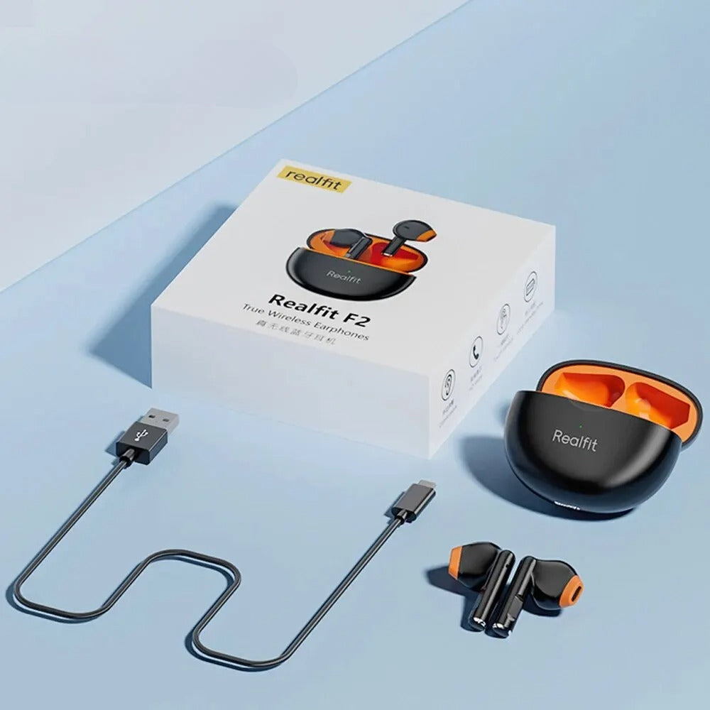 Casti Bluetooth Realfit F2 TWS, Sunet HiFi Excelent, Wireless
