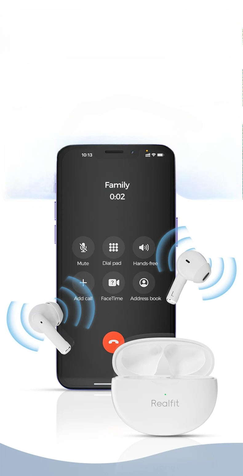 Casti Wireless Realfit F2 Pro ANC, Bluetooth, HIFI Stereo, Bass Puternic, ENC pentru Apeluri, Sport si Gaming